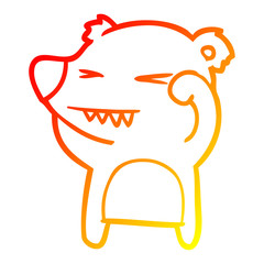warm gradient line drawing angry bear cartoon