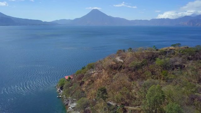 Lake Atitlan and volcanos in the highlands of Guatemala, Solola - Central America