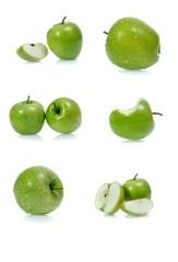 Green apple collection isolated on white background (set)