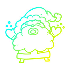 cold gradient line drawing santa claus shouting in frustration
