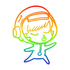 rainbow gradient line drawing cartoon pretty astronaut girl
