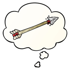 cartoon arrow and thought bubble in smooth gradient style