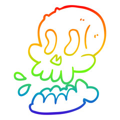rainbow gradient line drawing funny cartoon skull