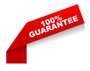 red vector banner 100% guarantee