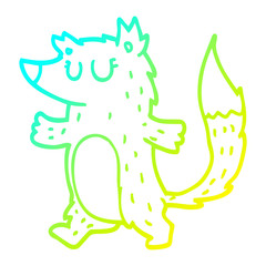 cold gradient line drawing cartoon fox