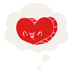 cartoon love heart and thought bubble in retro style