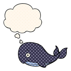 cartoon whale and thought bubble in comic book style