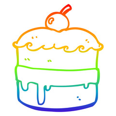rainbow gradient line drawing cartoon cake