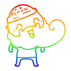 rainbow gradient line drawing happy bearded man