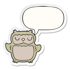 cartoon owl and speech bubble sticker