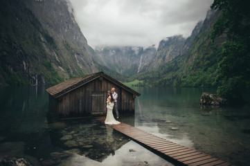 Bride and groom after wedding ceremony.