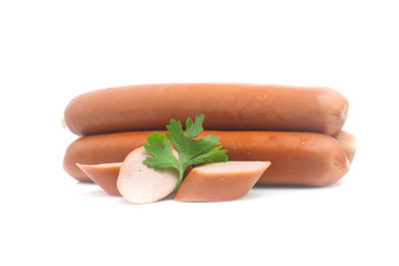 Frankfurter sausage isolated on white background