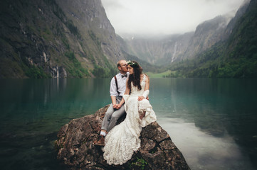 Bride and groom after wedding ceremony.