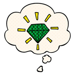 cartoon tattoo diamond and thought bubble in comic book style