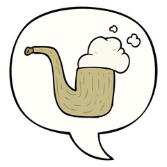 cartoon old smoking pipe and speech bubble
