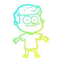 cold gradient line drawing cartoon happy man