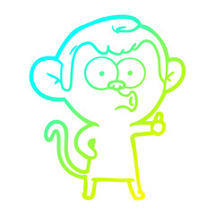 cold gradient line drawing cartoon hooting monkey