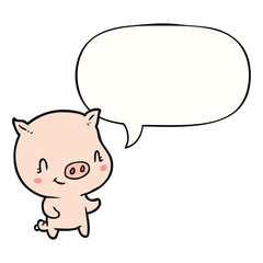 cute cartoon pig and speech bubble