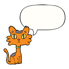 cartoon cat and speech bubble