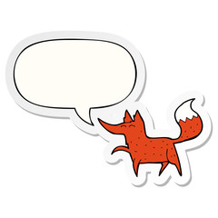 cartoon fox and speech bubble sticker