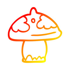 warm gradient line drawing cartoon mushroom