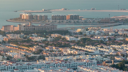 Fototapeta premium Aerial view of Dubai man made Daria Island, Dubai, United Arab Emirates
