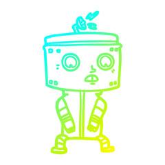 cold gradient line drawing cartoon robot