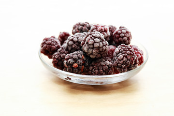 Frozen Blackberry On Saucer