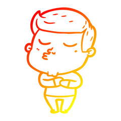 warm gradient line drawing cartoon model guy pouting