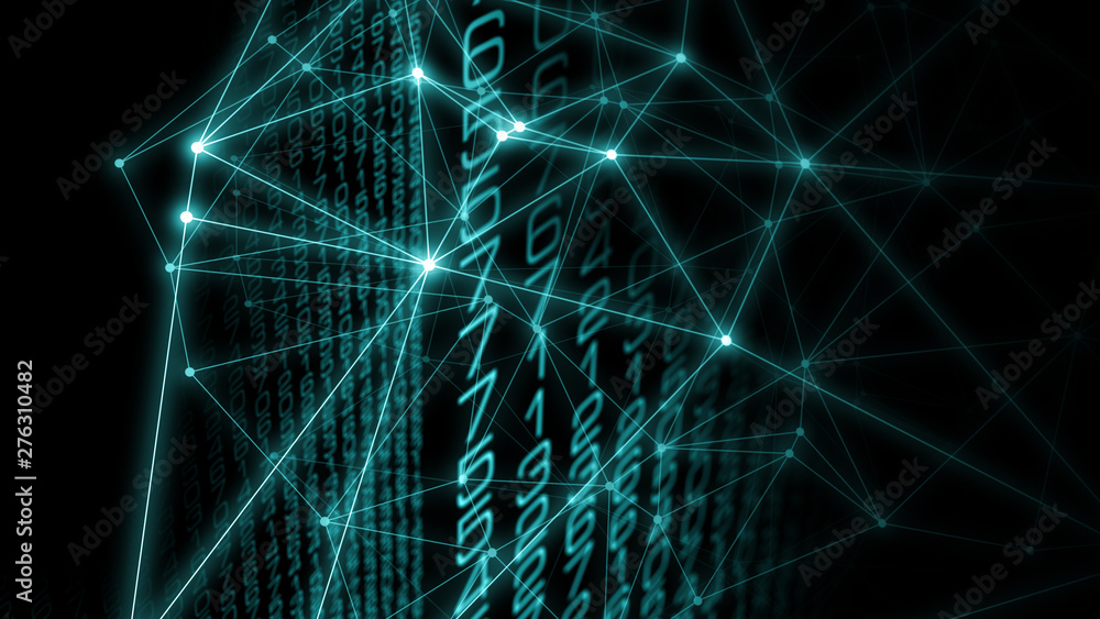 Wall mural technology innovation concept, artificial intelligence working network