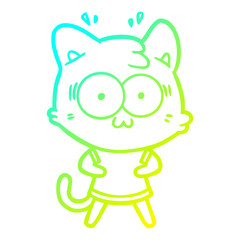 cold gradient line drawing cartoon surprised cat