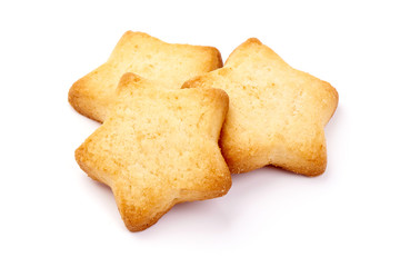 Homemade shortbread cookies, close-up, isolated on white background