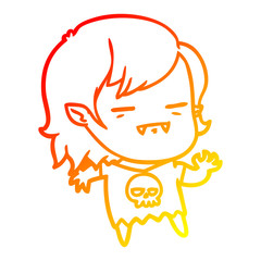 warm gradient line drawing cartoon undead vampire girl