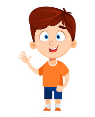 Boy cartoon character. Cute funny child