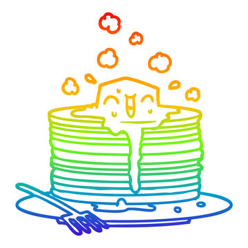 recommend clip art: rainbow gradient line drawing stack of tasty pancakes