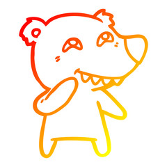 warm gradient line drawing cartoon polar bear showing teeth
