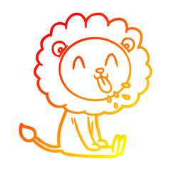 warm gradient line drawing happy cartoon lion