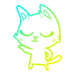 cold gradient line drawing calm cartoon cat