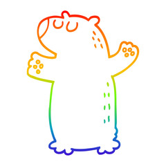 rainbow gradient line drawing cartoon bear standing