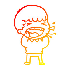 warm gradient line drawing cartoon laughing man
