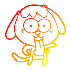 warm gradient line drawing cute cartoon dog