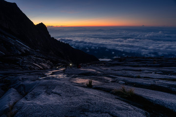Way to summit Low 's peak in Kinabalu mountain massif, Borneo island, Sabah, Malaysia