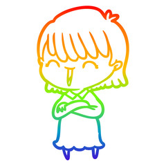 rainbow gradient line drawing cartoon woman