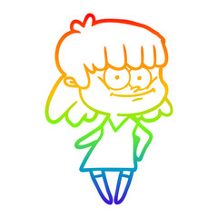 rainbow gradient line drawing cartoon smiling woman