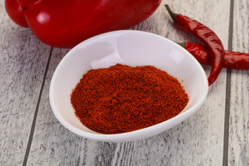 Paprika powder in the bowl