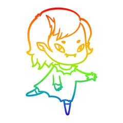 rainbow gradient line drawing cartoon friendly vampire girl