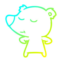 cold gradient line drawing happy cartoon polar bear