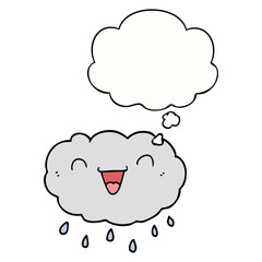 happy cartoon cloud and thought bubble