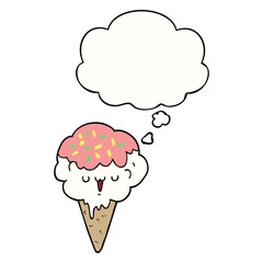 cartoon ice cream and thought bubble