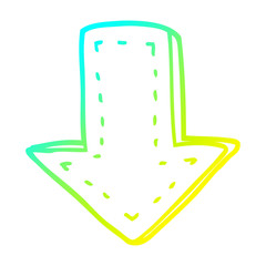 cold gradient line drawing cartoon pointing arrow